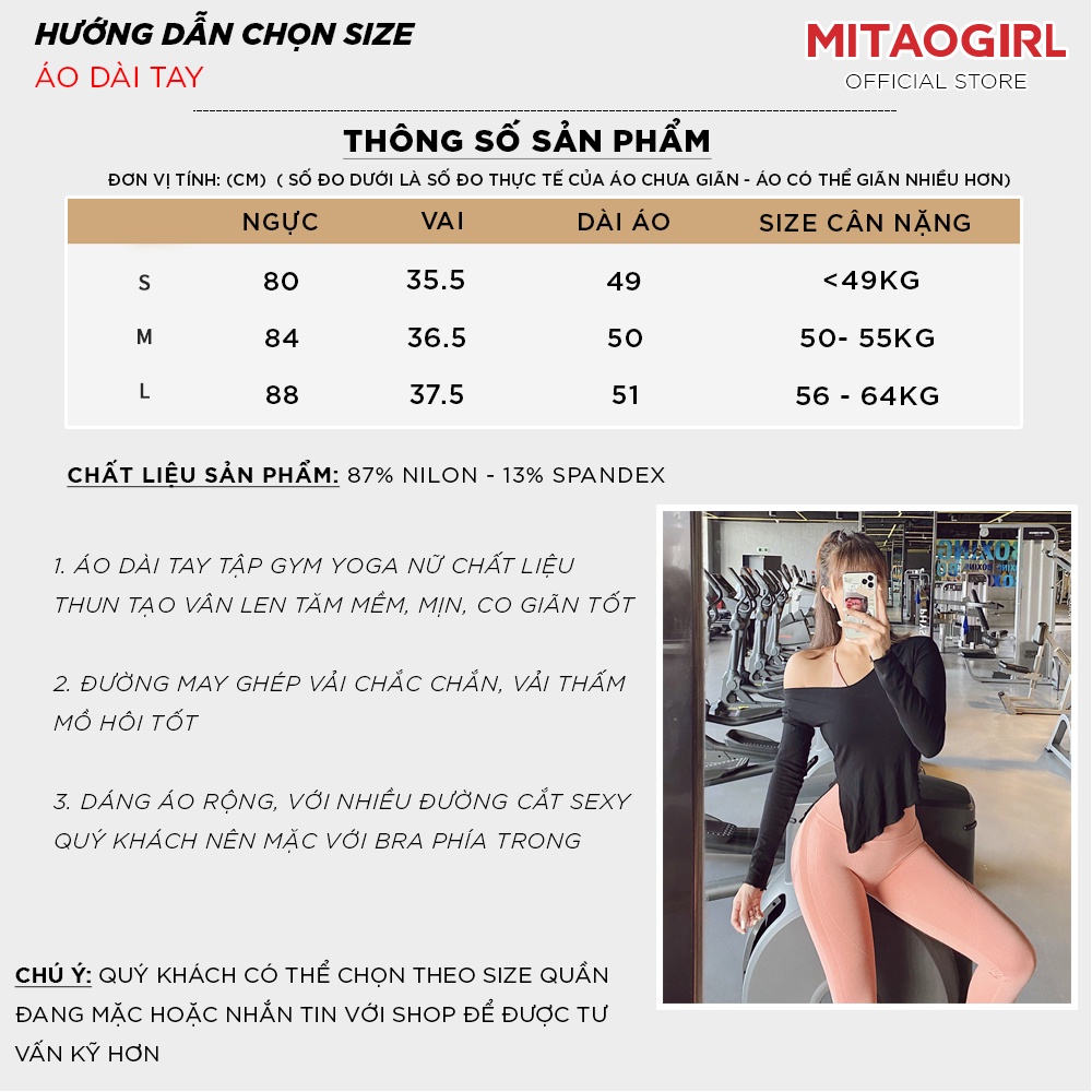 Áo dài tay tập gym yoga nữ MITAOGIRL chất dệt thun len tăm dáng thể thao cao cấp co giãn đàn hồi