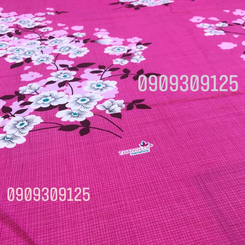 Drap Thắng Lợi,ga giường cao cấp cotton 100%, chuẩn logo (mẫu Hoa anh đào hồng)