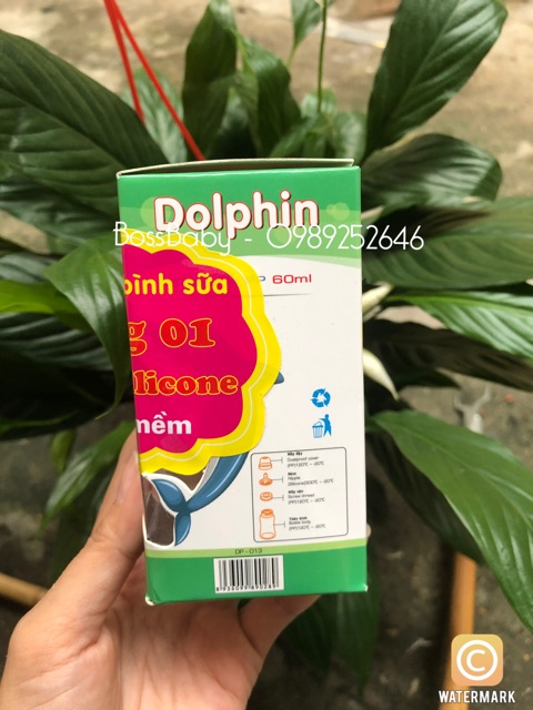 (Tặng thêm 1 núm) Bình sữa cổ hẹp Dolphin 60ml
