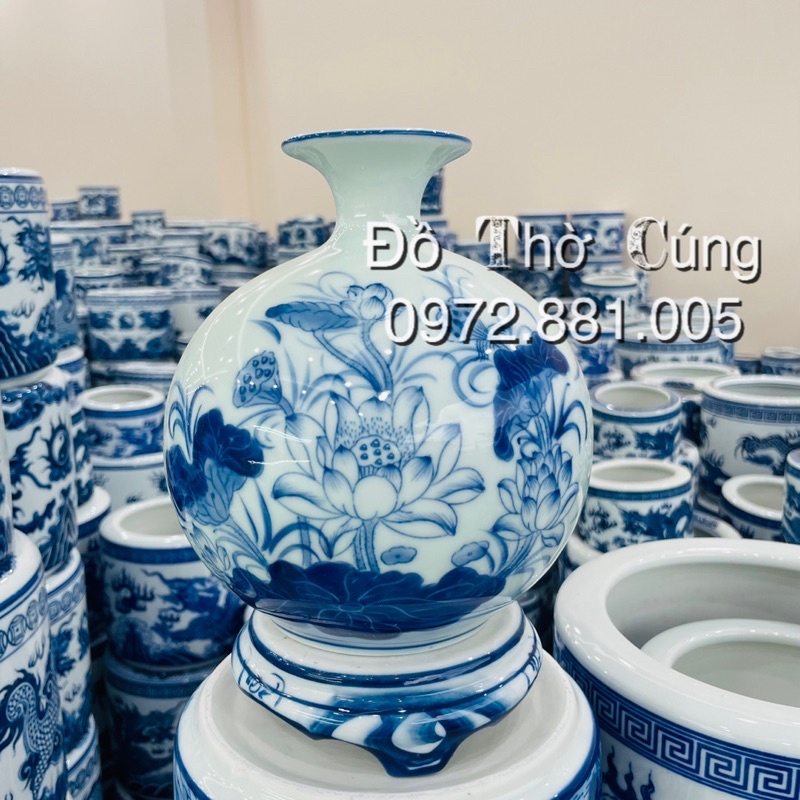 Bình Hút Lộc Bàn Thần Tài Men Lam