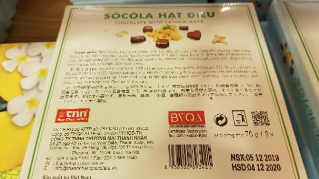 Socola nhân hạt điều Việt Nam