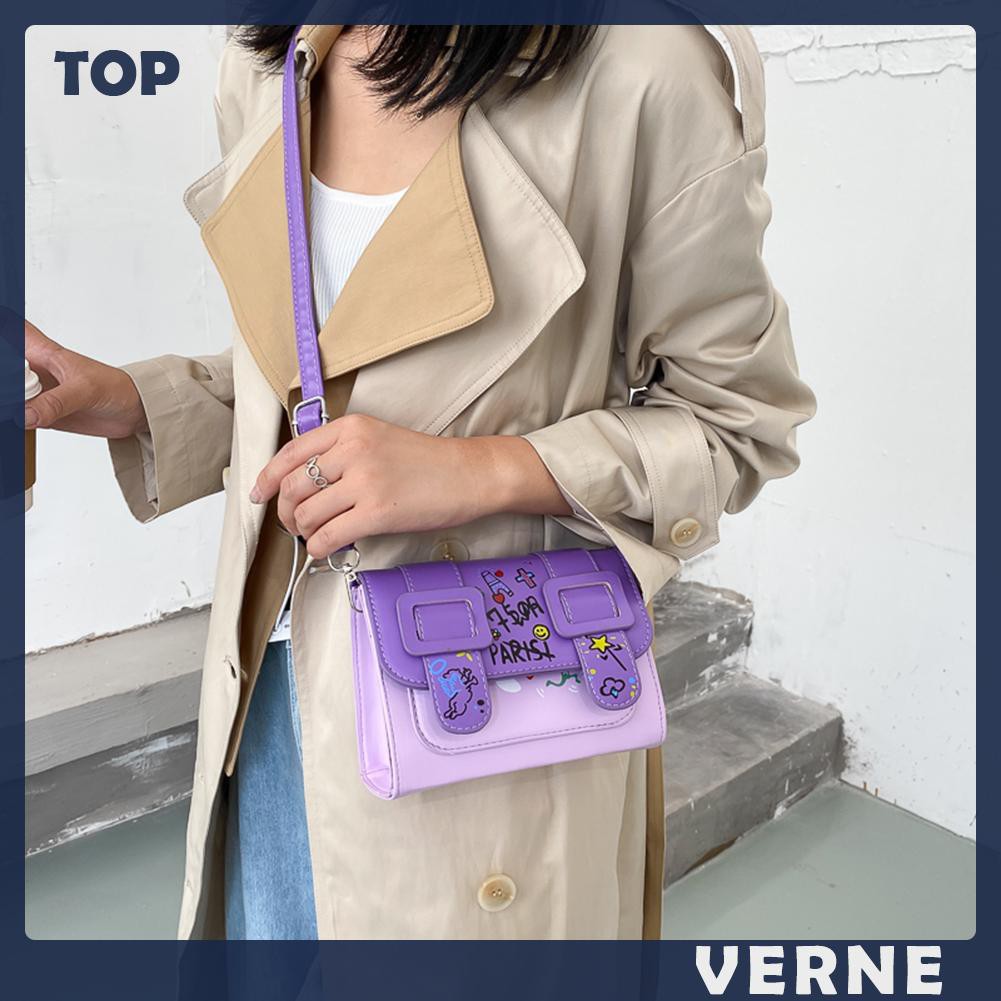 Túi Da Pu Đeo Chéo In Họa Tiết Graffiti Thời Trang Cho Nữ