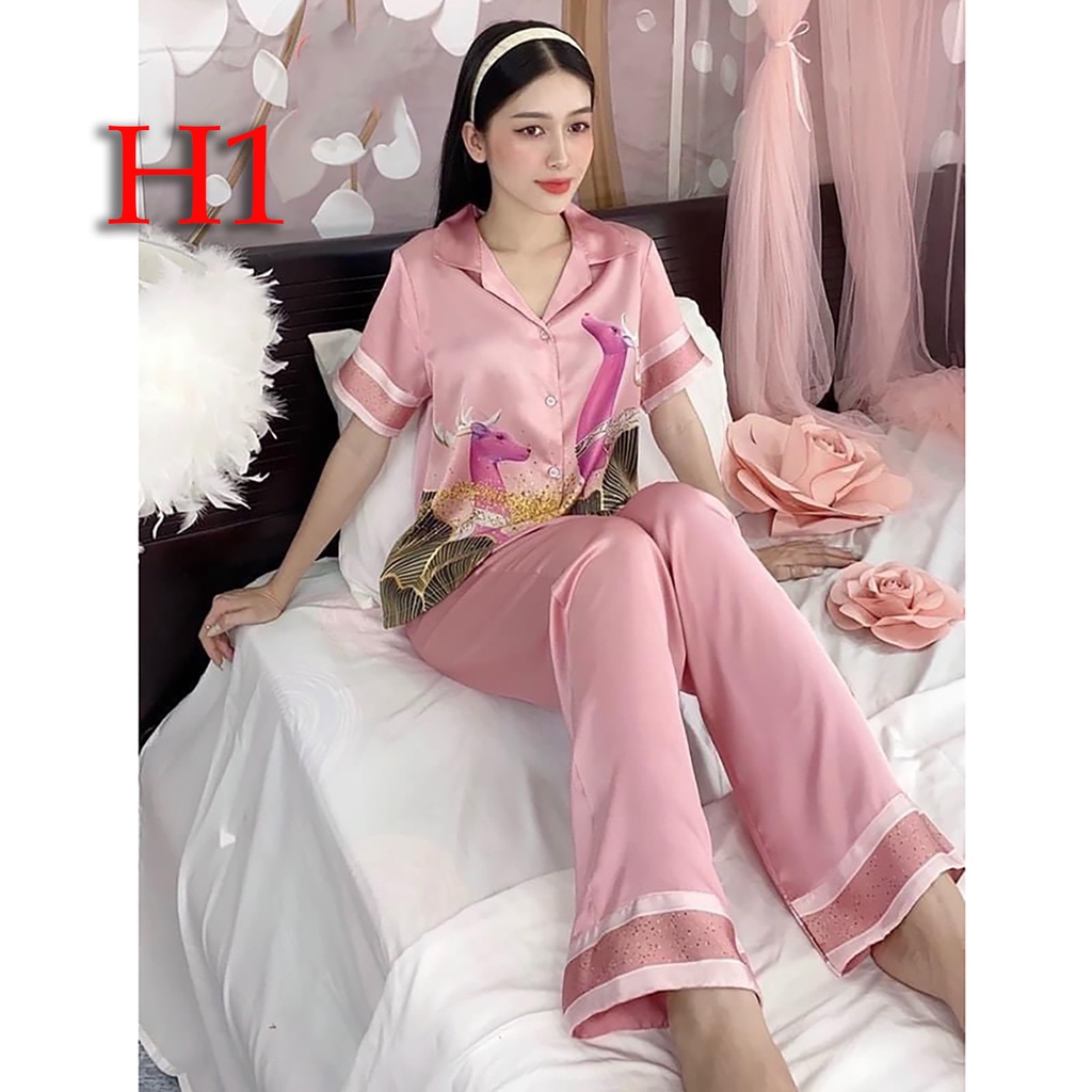 Đồ Bộ pijama Nữ Lụa Satin VARRO Ngắn Tay,Set đồ ngủ nữ Pijama Cao Cấp Đẹp Dễ Thương Cute Mặc Ở Nhà Đi Chơi | BigBuy360 - bigbuy360.vn