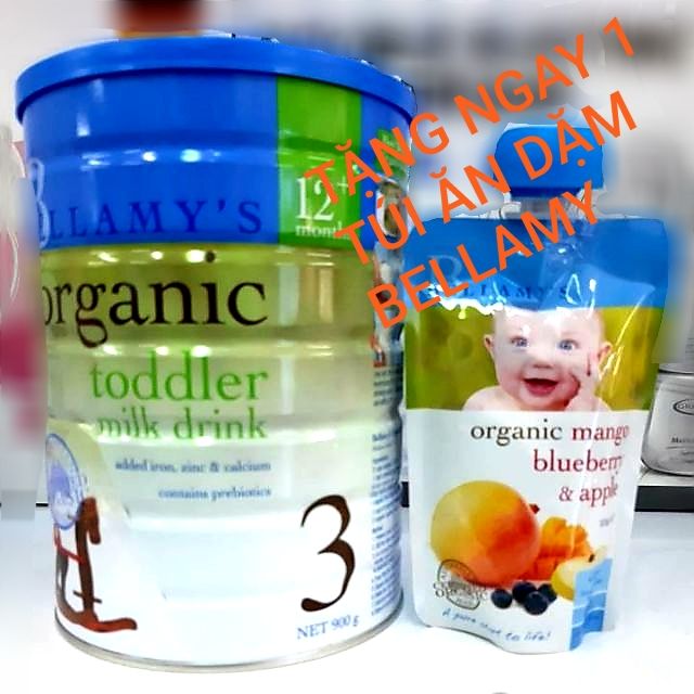 Sữa Bellamy Organic số 3 900g (date 2022 ) Tặng 1 túi ăn dặm Bellamy