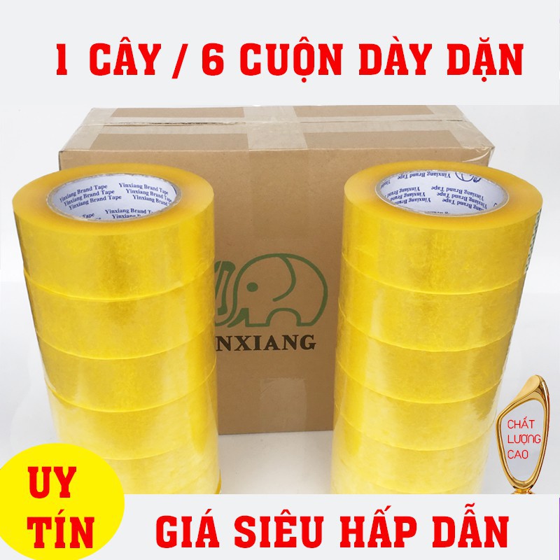 Băng Dính 6kg/Cây 6 Cuộn Dán Thùng Đóng Gói Hàng Hóa Cao Cấp