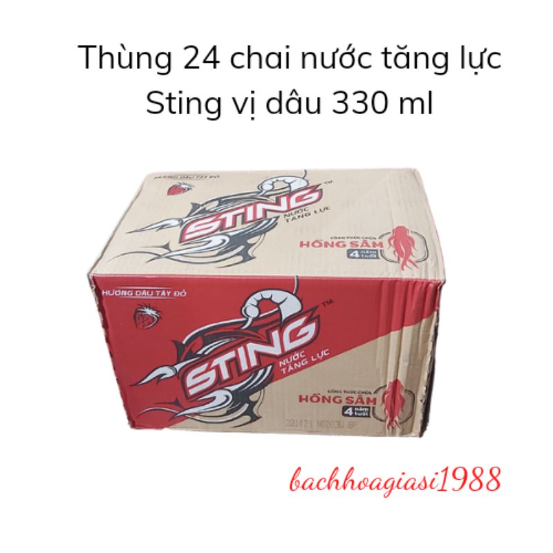 NOW SHIP- Thùng 24 chai nước tăng lực Sting vị dâu 330ml