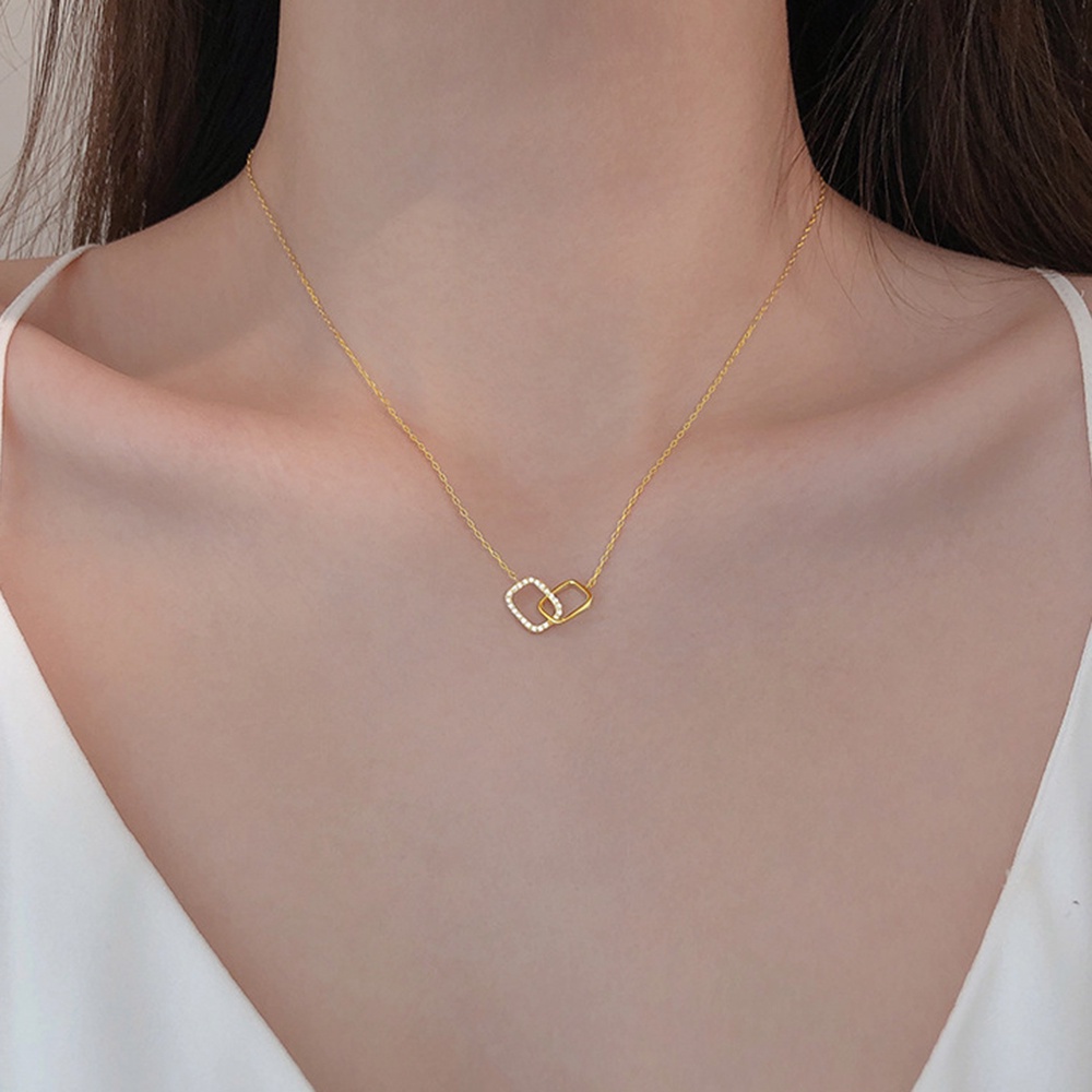 Vòng cổ Hai Lớp Mặt Vuông Thời Trang Cho Nữ