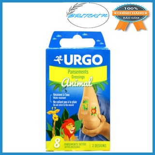 Băng Cá Nhân Hình Thú Urgo Animal Tattoo Dressing (Hộp 8 miếng)