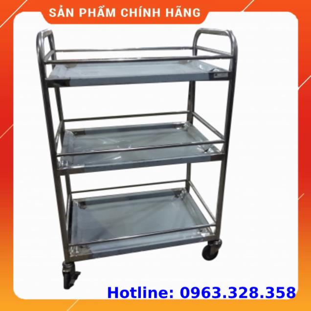 [chính hãng] Xe tiêm 3 tầng INOX - Xe đẩy inox [thiet bi y te]