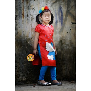 Áo dài cách tân thượng hạng bé gái. Hàng cao cấp. Mẫu Hello Kitty