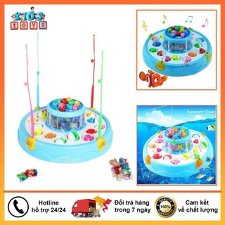 Đồ chơi câu cá 2 tầng phát nhạc và có đèn, cần câu nam châm . .