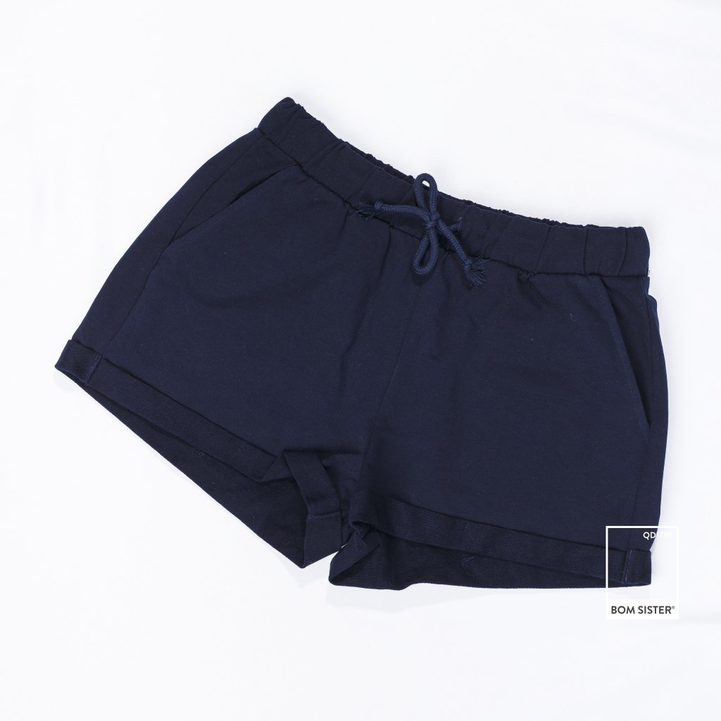 Quần Đùi Thể Thao Cotton Pha Màu Trơn Chân Gấp Viền BOM SISTER QD1819 | BigBuy360 - bigbuy360.vn