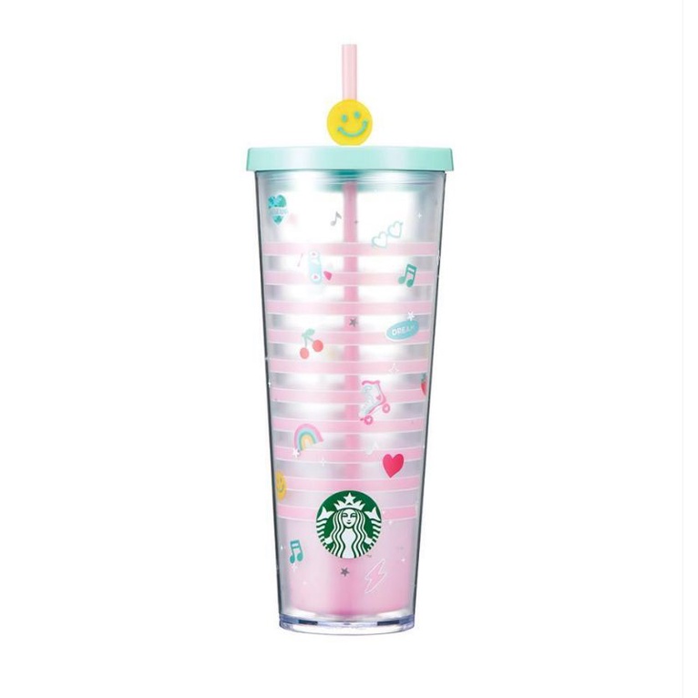 Ly Starbucks Pink Strip Valentine Korea 24oz 710ml