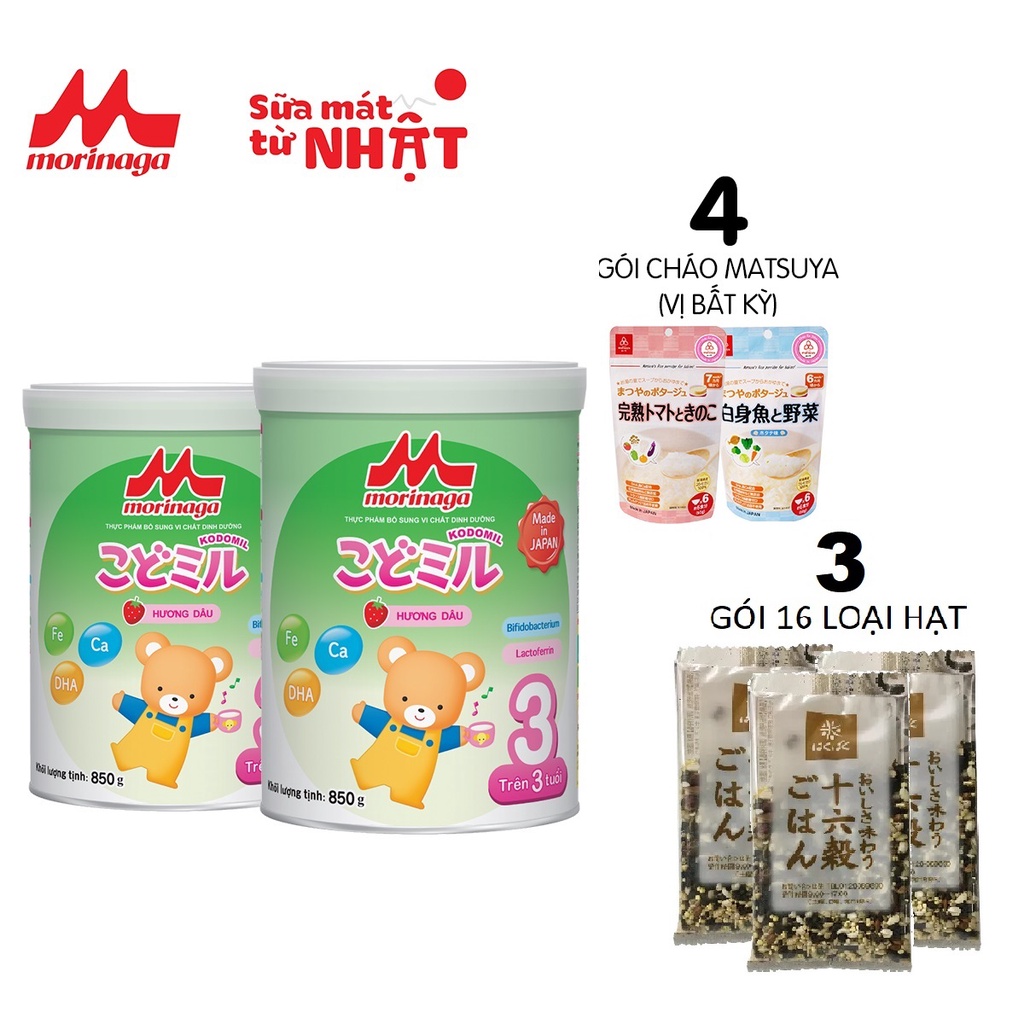 [Kèm gift] Combo 2 hộp sữa số 3 Morinaga Kodomil 850gr - nguyên đai, nguyên tem chính hãng [Morinaga]