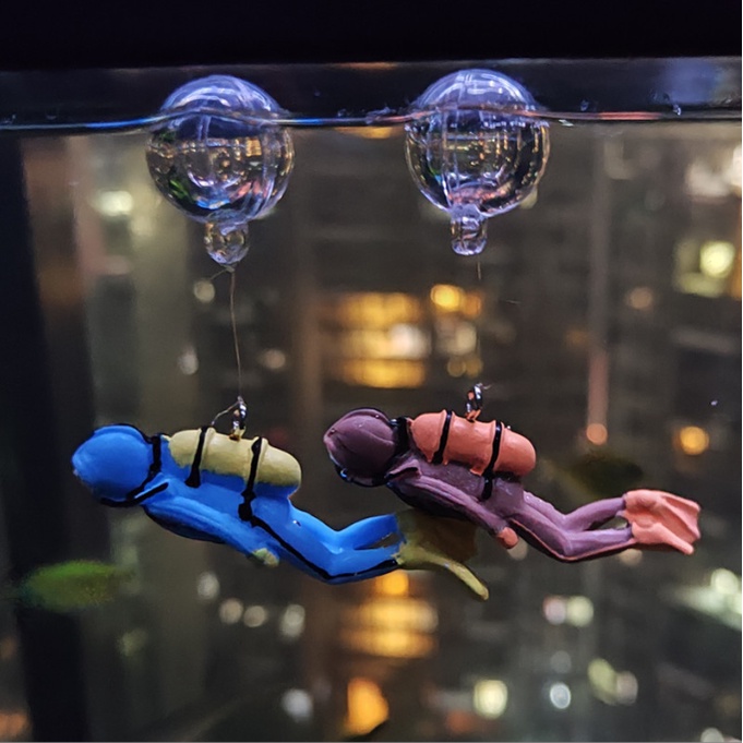 Mô hình thợ lặn gắn kèm bóng nổi trang trí bể thủy sinh, tiểu cảnh, terrarium, DIY