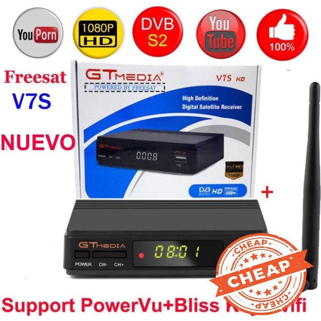 Đầu Thu Tín Hiệu Vệ Tinh V7S Hd Fta Dvb-S2 / S Hỗ Trợ Bisskey 1080p