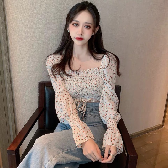 [Mã WASTUP giảm 10% tối đa 30K đơn 99K] [Có sẵn+ảnh thật] Áo croptop hoa nhí dây rút phong cách Hàn Quốc | BigBuy360 - bigbuy360.vn