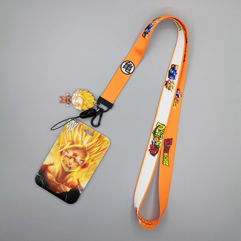 1 Set Bao Đựng Thẻ Có Dây Đeo Cổ Hóa Trang Nhân Vật Anime Goku Và Vegeta