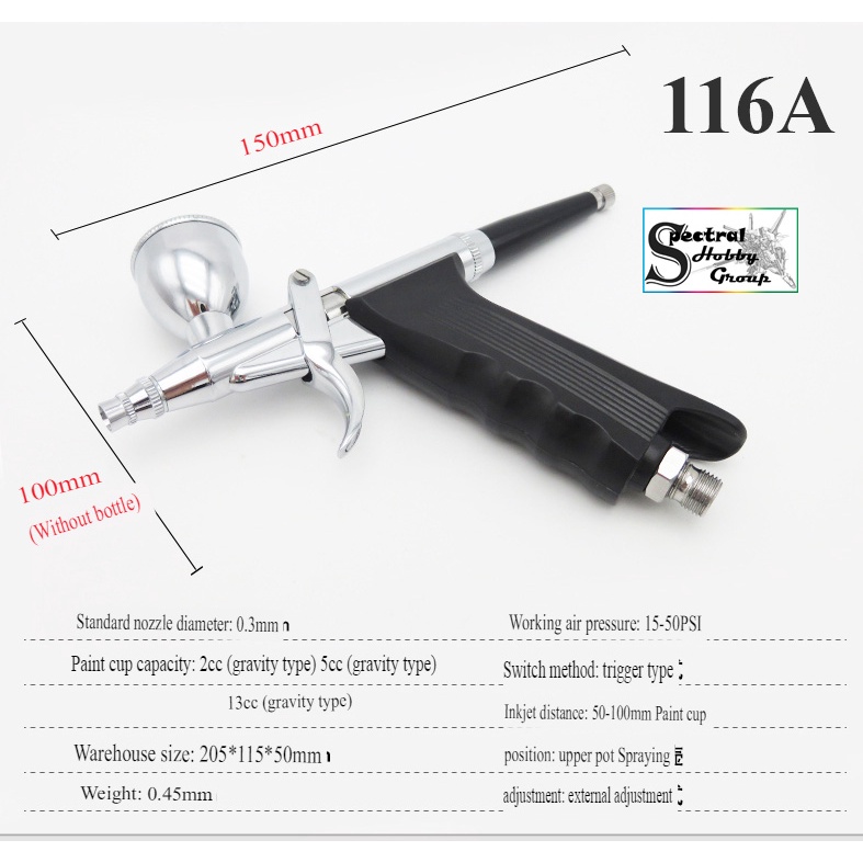 Bút sơn mô hình Professional Airbrush Kit 116 116A 116B 116P 0.3mm 2cc / 5cc / 13cc