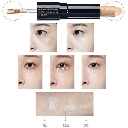 Che Khuyết Điểm 2 Đầu The Saem Cover Perfection Ideal Concealer Duo