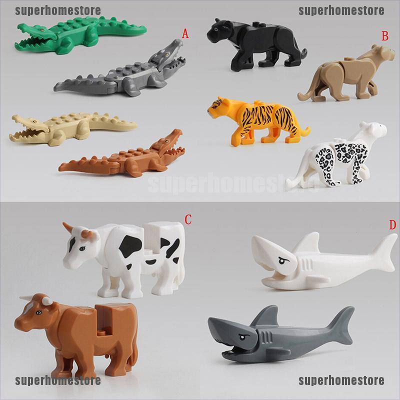 [superhomestore]1Set Crocodile Tiger Cow Animal Buildable Model kids Animal Building Block Toys