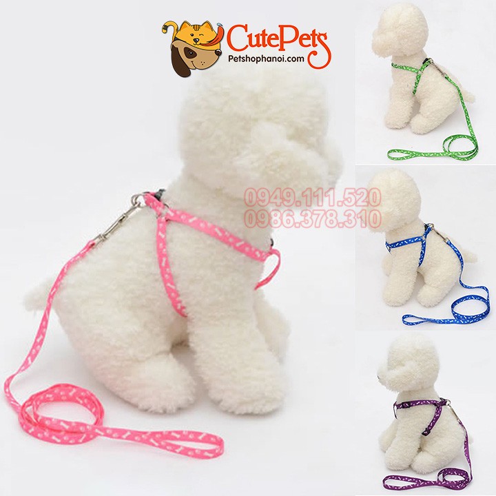 Dây xích mèo, xích chó loại vải 1 lớp kèm yếm hoặc vòng cổ 1cm - CutePets