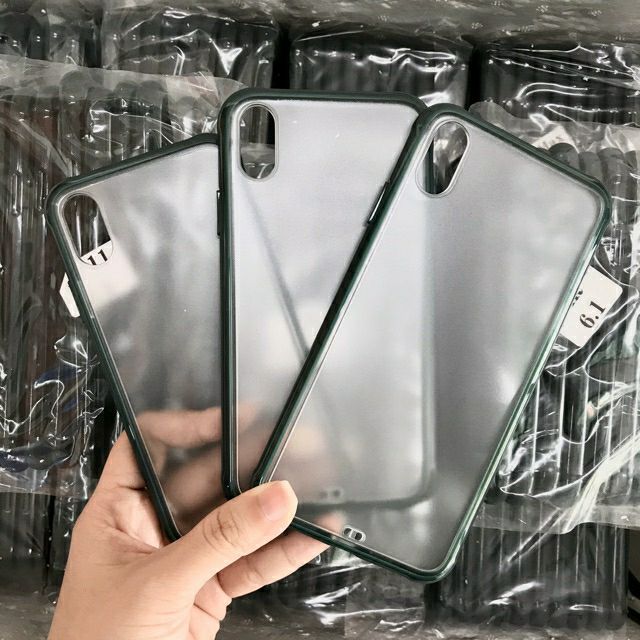 Ốp Lưng Nhám Viền Xanh Rêu 6plus 7plus 8plus X XS XSMAX 11 PRO MAX