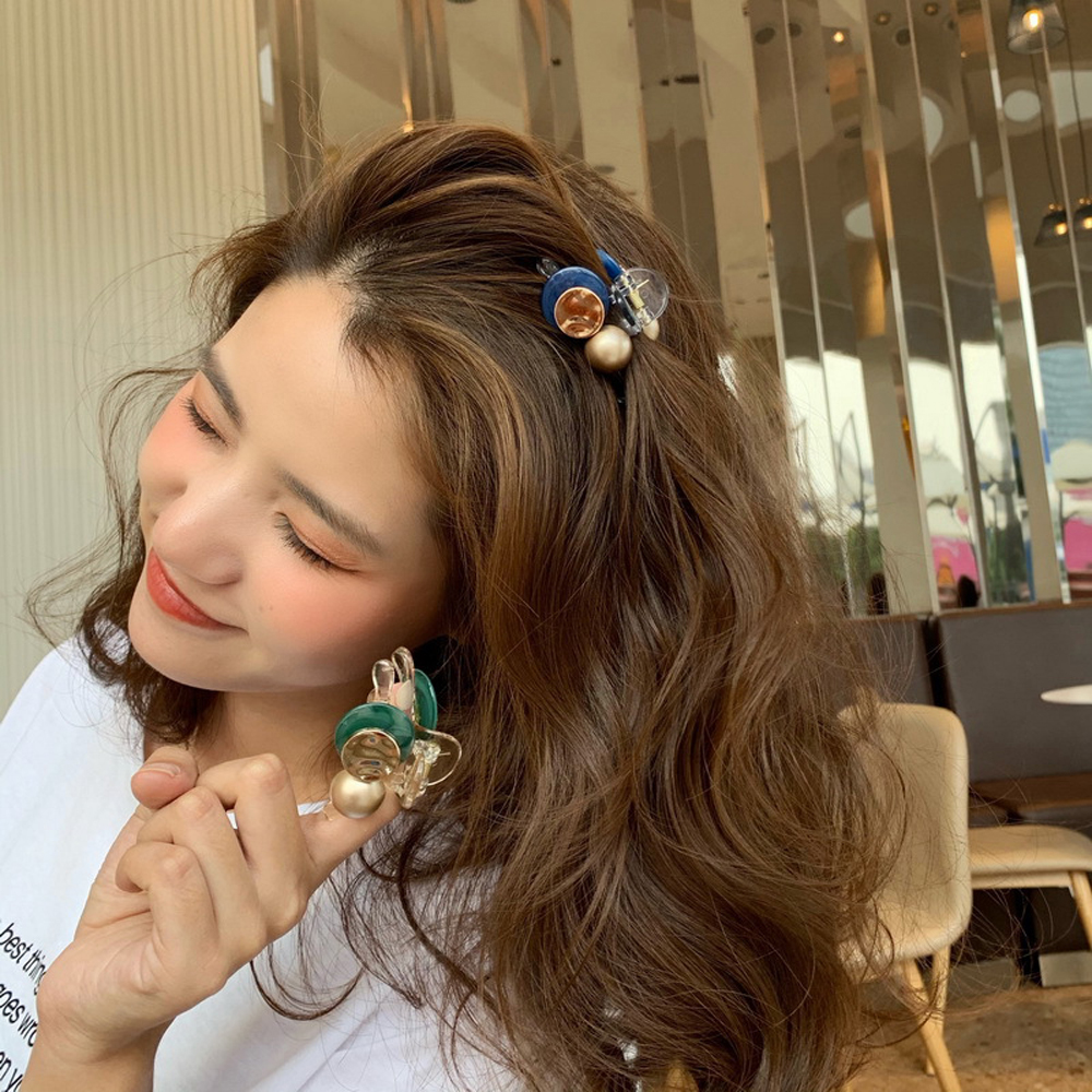 Kẹp Tóc Càng Cua Đính Ngọc Trai Nhiều Màu Thời Trang