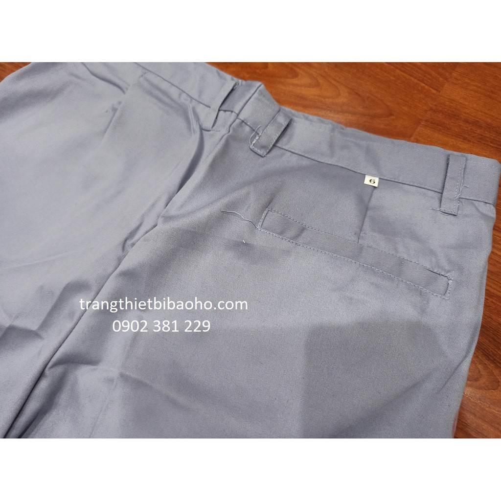 Quần áo công nhân vải kaki 65/35 màu xám môn