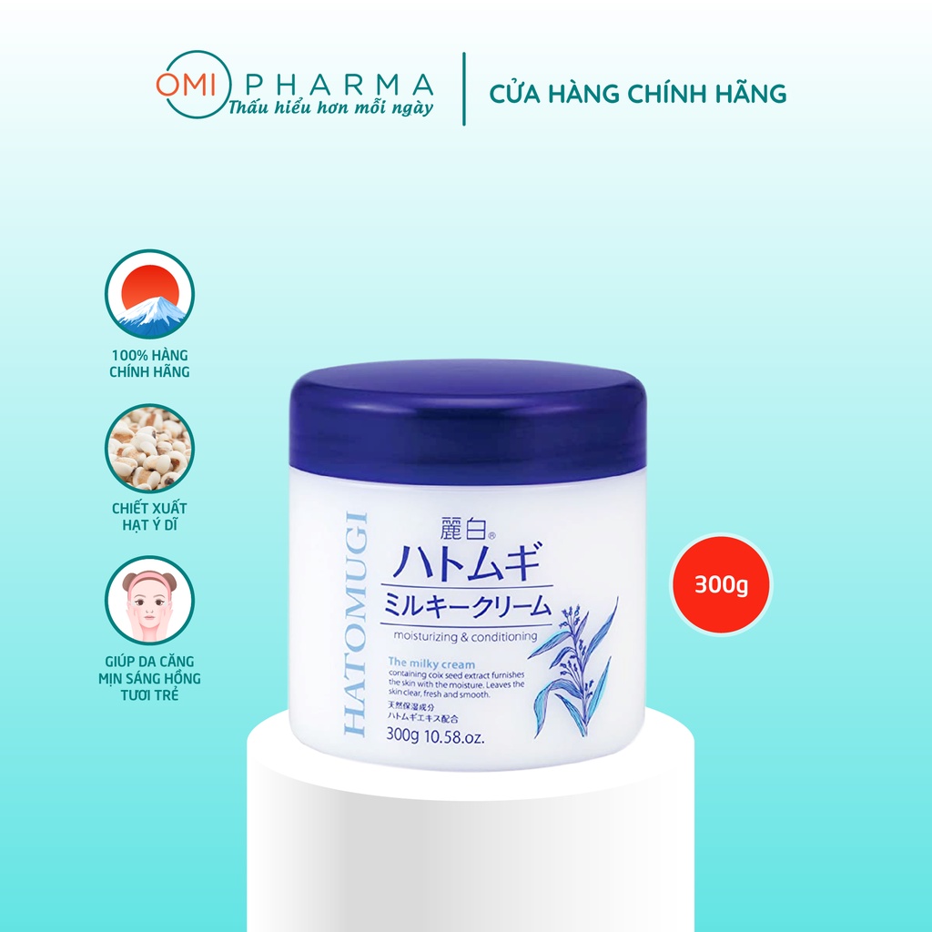 Kem Dưỡng Ẩm Và Làm Sáng Da Reihaku Hatomugi Milky Cream (300g)