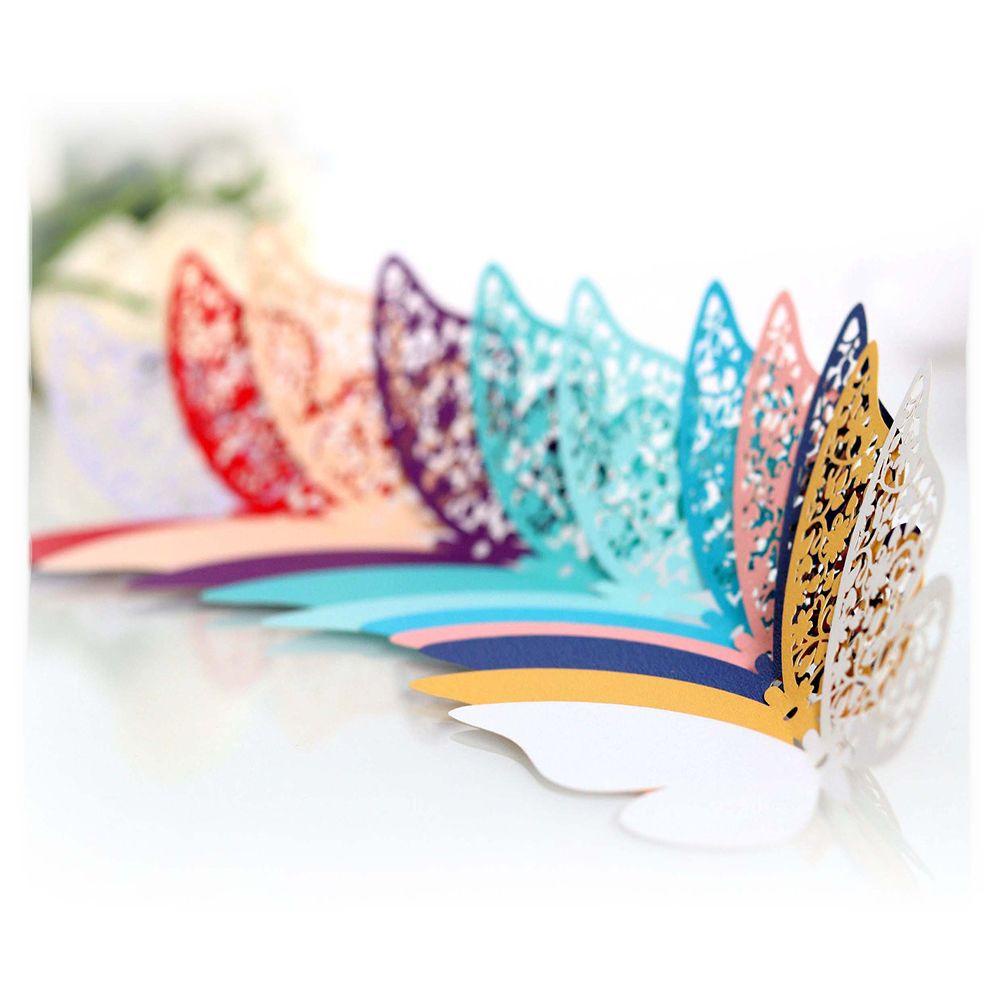 Thẻ Dán Tường Trang Trí Hình Bướm 3D Màu Ngà