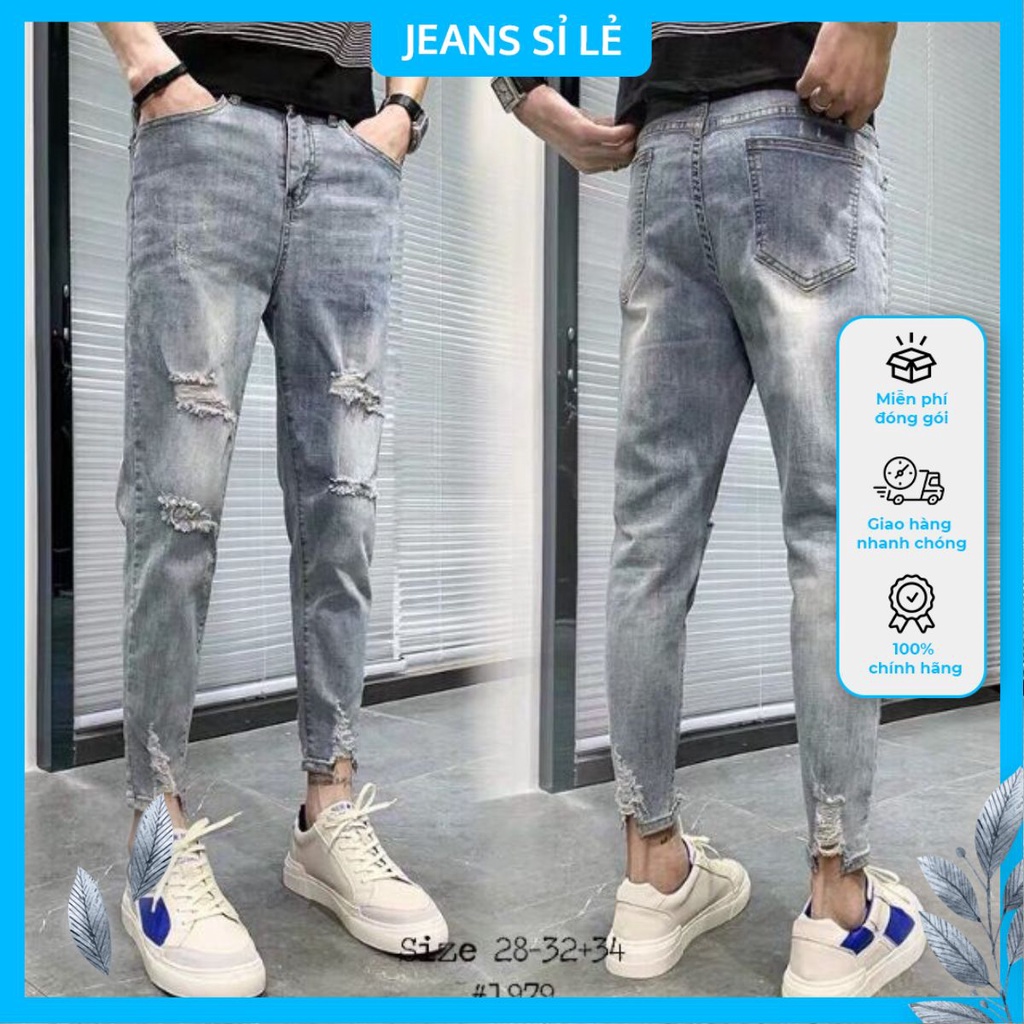 Quần jean nam dài K1979 mẫu wash rách màu xanh phong cách Hàn Quốc – Shop jean sỉ lẻ