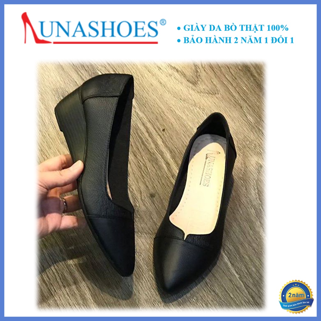 Giày đế xuồng nữ LUNASHOES 24807 giầy da bò thật 100% bảo hành 2 năm lỗi 1 đổi 1 êm chân dễ phối đồ hàng vnxk