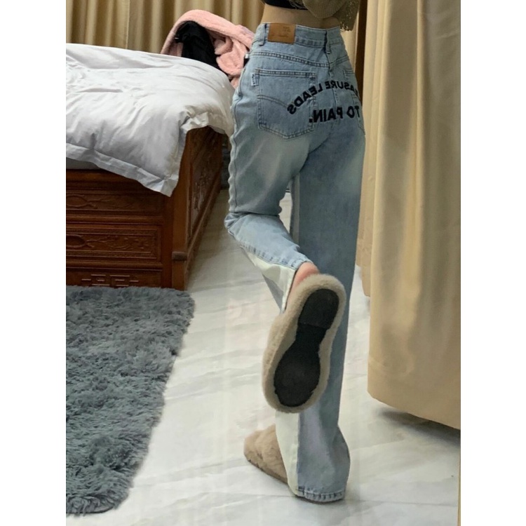 Thời Trang Quần jeans Ống Loe Thêu Hoa Phong Cách retro