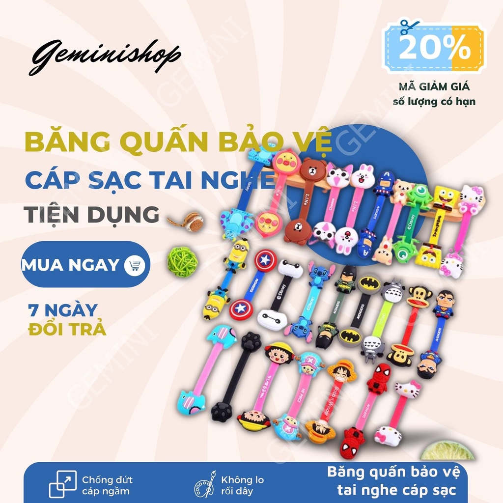 Băng quấn cáp sạc, tai nghe dễ thương ngẫu nhiên hình