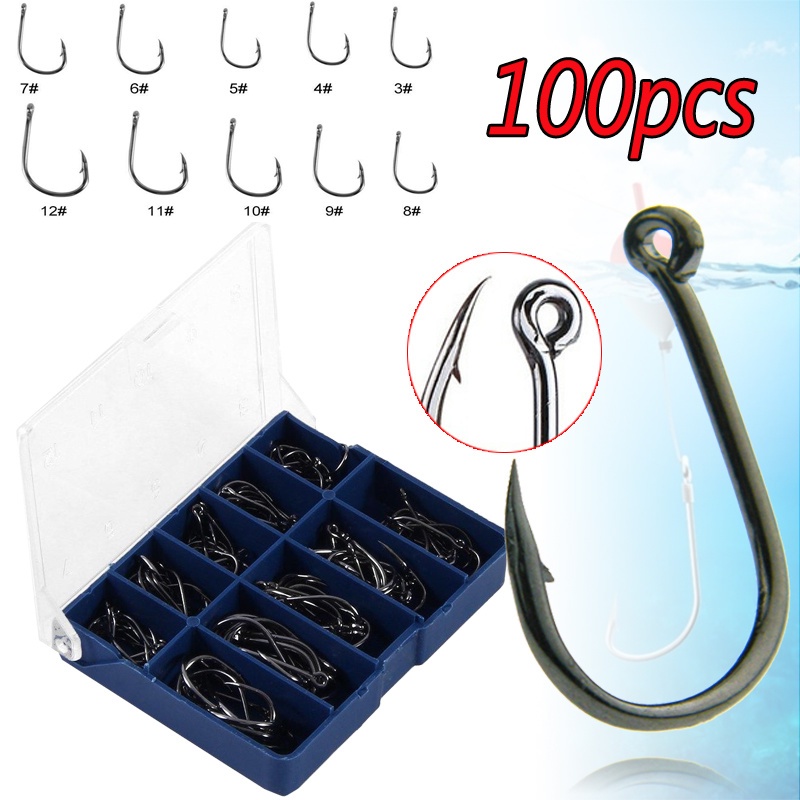 Hộp 100 Lưỡi Câu Bằng Thép Các Bon