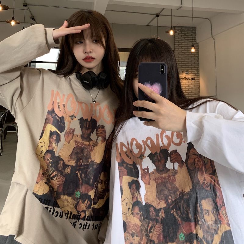 Áo Hoodie Dài Tay Dáng Rộng Thời Trang Hip Hop Mỹ 2022