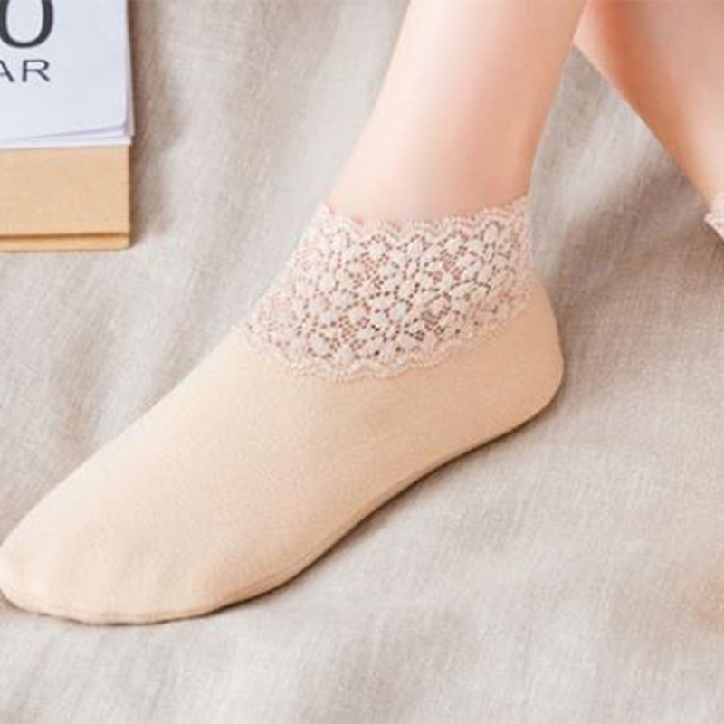 Xiangbao Vớ Nhung Giữ Ấm Mùa Đông Ghép Vải Ren Hoa Ngọt Ngào Không Trượt Cho Nữ