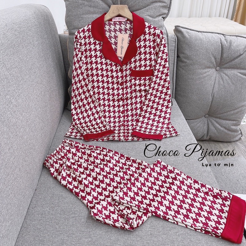 bộ lụa cao cấp bộ mặc nhà siêu đep bộ pyzama đẹp ảnh mẫu mặc thật hãng sam - choco - elegart | BigBuy360 - bigbuy360.vn
