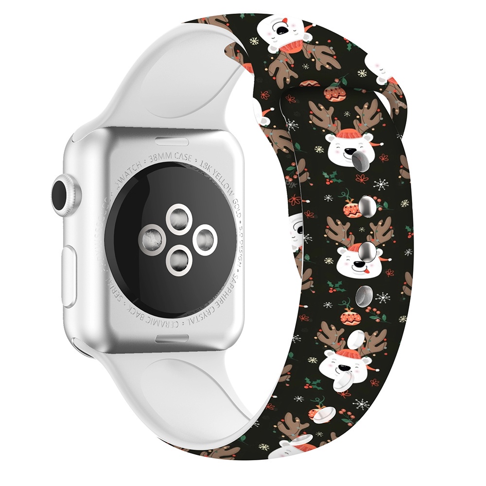 Dây Đeo Đồng Hồ In Họa Tiết Hoạt Hình Phong Cách Giáng Sinh 45 41 44 40 38 42Mm Cho iWatch 7 5 4 3 2 1 6 SE m