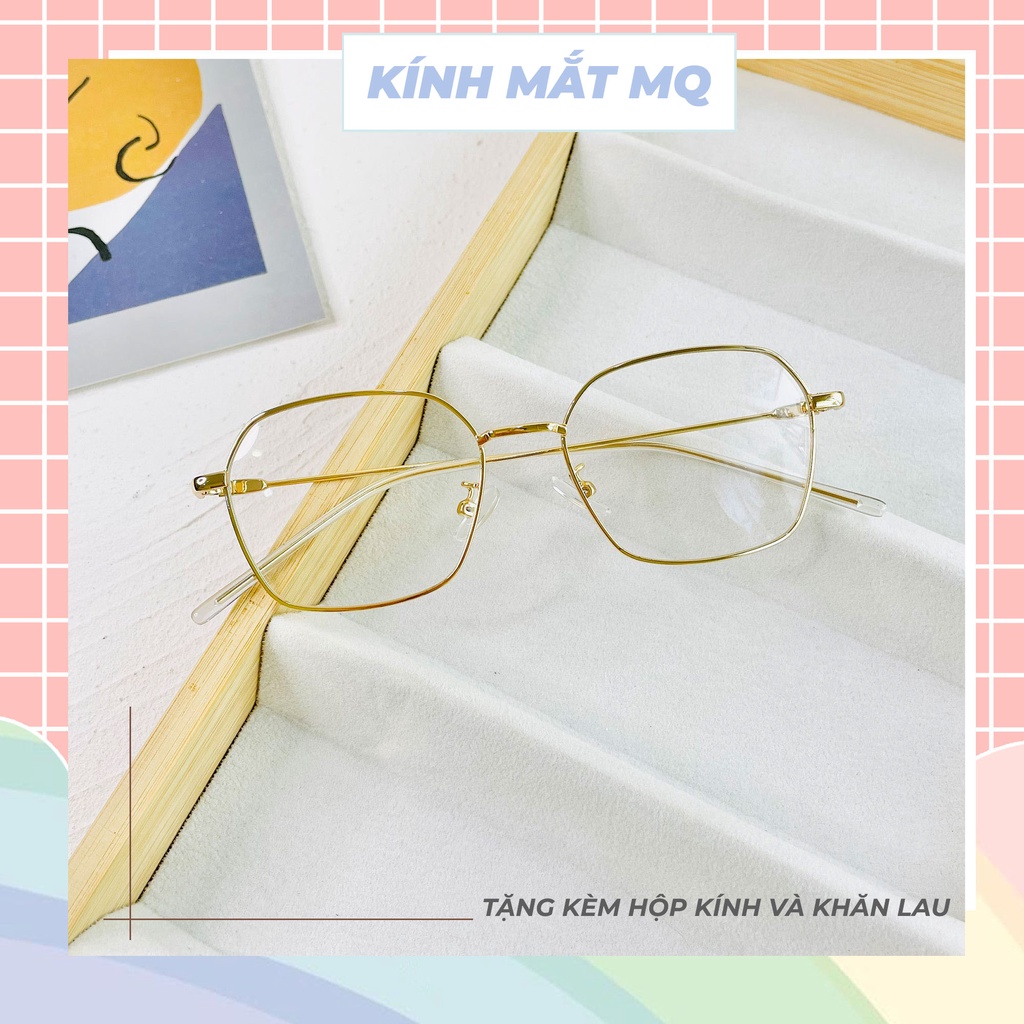 Gọng kính nam nữ, kim loại mảnh nhẹ dáng đa giác 72328 Siêu hot 2023 - Kính Mắt Five Minutes