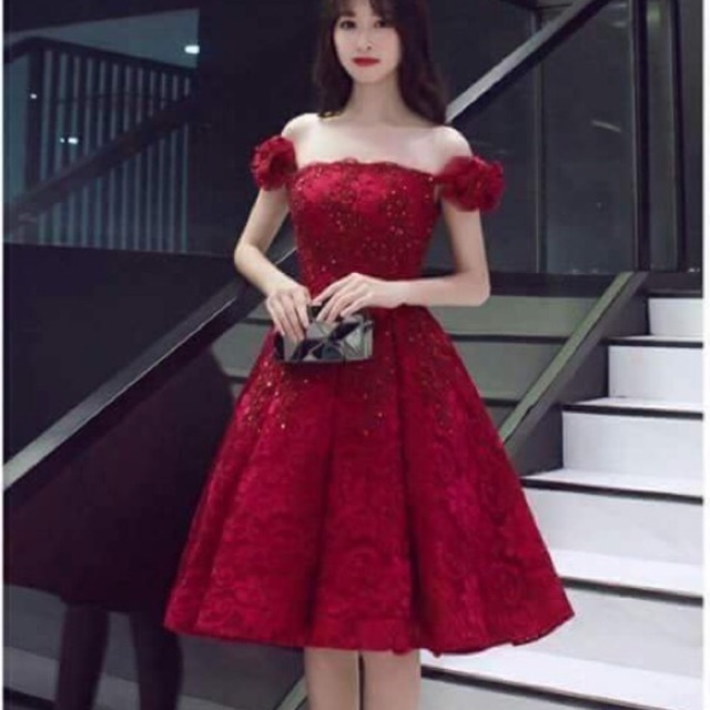 Đầm xoè ren hoa 3D trễ vai công chúa (SIÊU HOT💥)