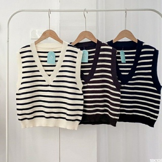 Áo gile len cho nữ kẻ to ngang Friday