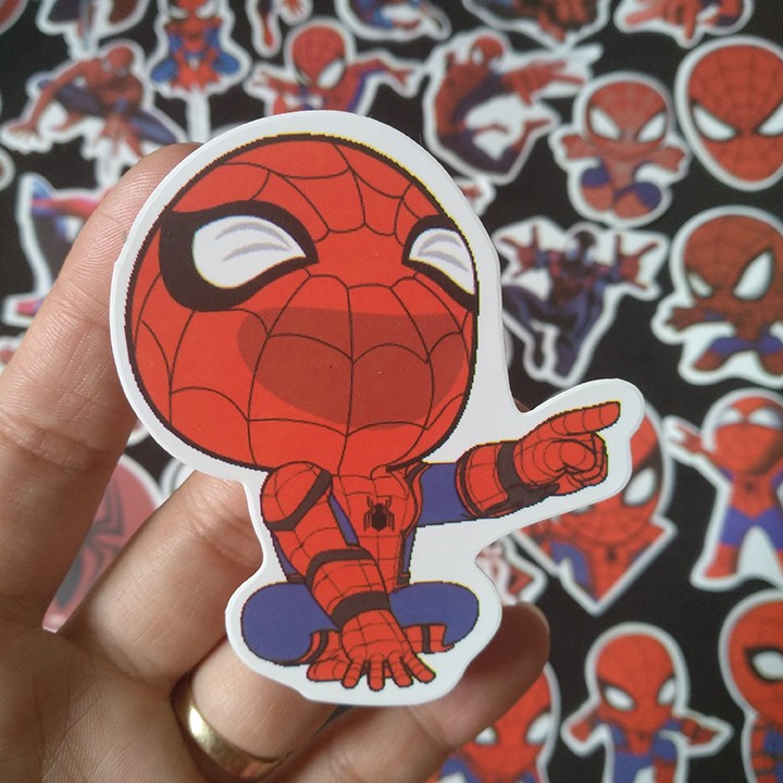 Miếng dán Sticker nhân vật Spider man (người nhện) trọn bộ 35 hình - In rõ ràng sắc nét khó tróc