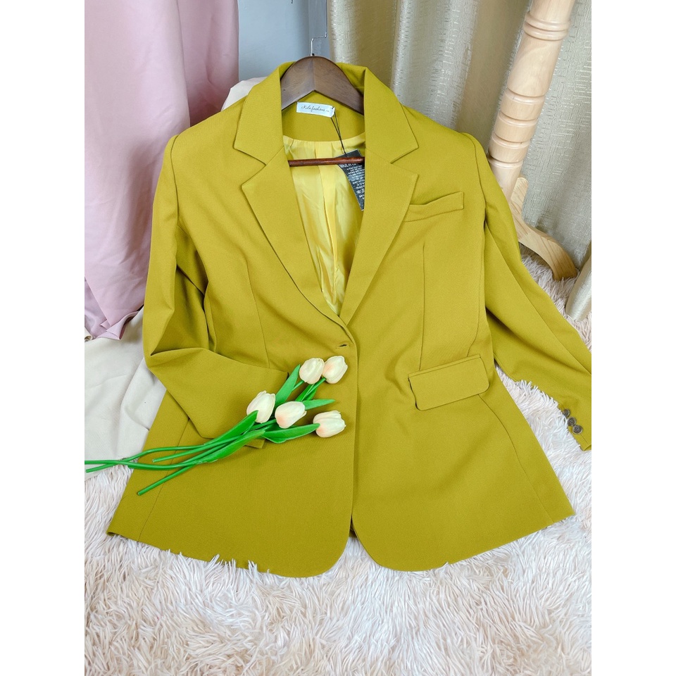 Áo Blazer Phong Cách Ulzzang Trẻ Trung, Năng Động, Chất Liệu Tuyết Hàn Cùng Màu Xanh Hot Trend, V06- Kilafashion.vn