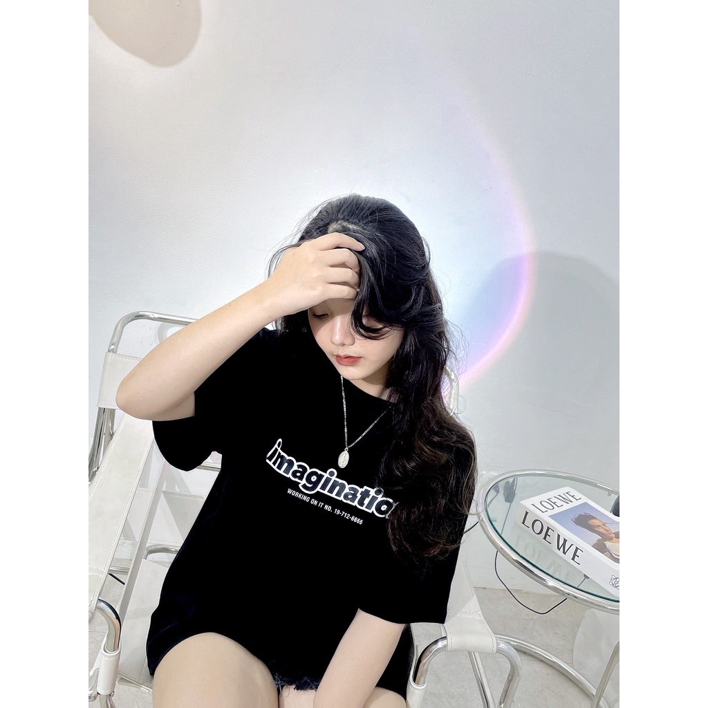 Áo Phông Unisex Form Rộng, Áo Oversize Tay Lỡ Nam Nữ In Chữ IMAGINATION Chất Liệu 100% Cotton 2 Chiều - Cest Vintage