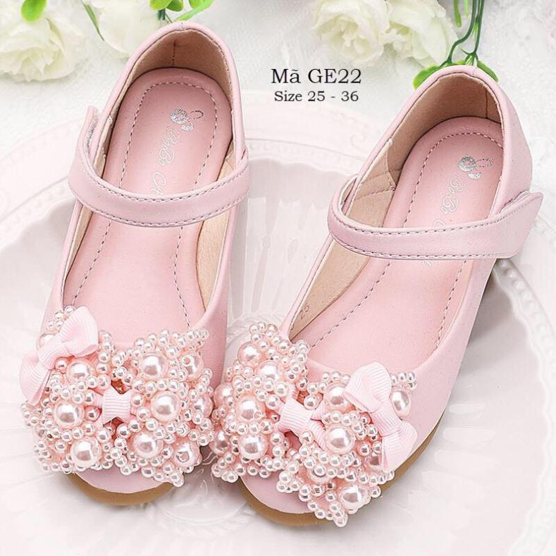 Giày búp bê cho bé gái 3 - 12 tuổi gắn nơ điệu đà và xinh xắn hàng nhập chất siêu mềm GE22 ,/