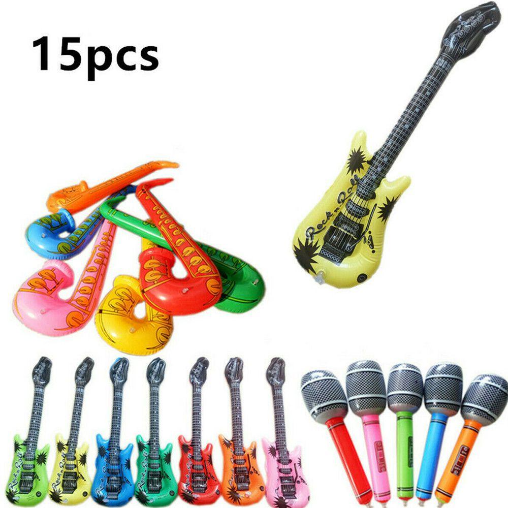 Set 15 Bong Bóng Chơi Nhạc Cụ Bơm Hơi 5 Micro 5 Saxophones Trang Trí Nhà Cửa