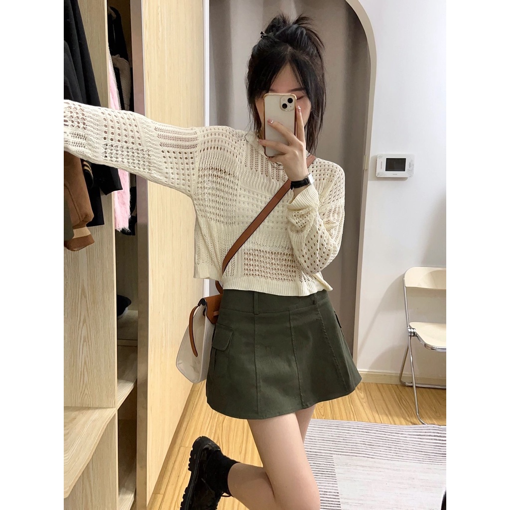 Áo Thun Tay Dài Cổ Tròn Dáng Ôm Thời Trang Hàn Quốc Cho Nữ