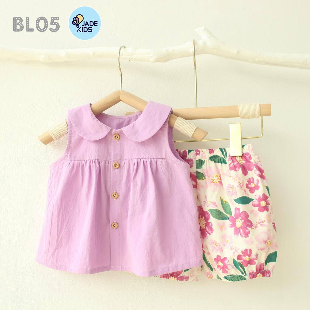 Quần áo trẻ em, Bộ đồ 3 lỗ cổ sen quần hoa chất liệu thô cotton 100% hàn quốc mềm mát thấm hút mồ hôi tốt cho bé